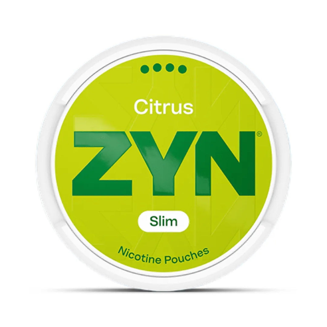ZYN Citrus nicotine pouches container on a white background