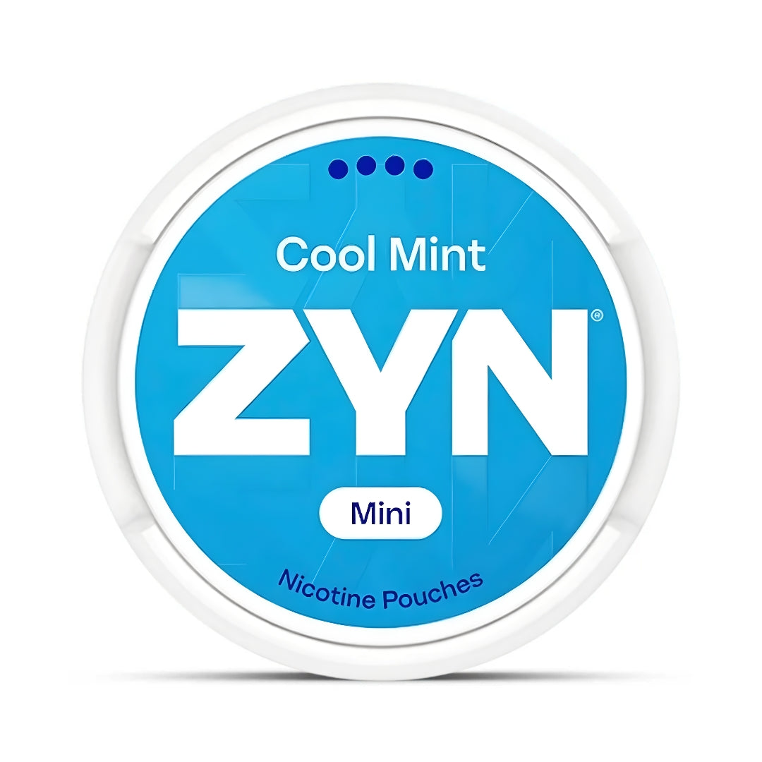 ZYN Cool Mint Mini nicotine pouches container on a white background