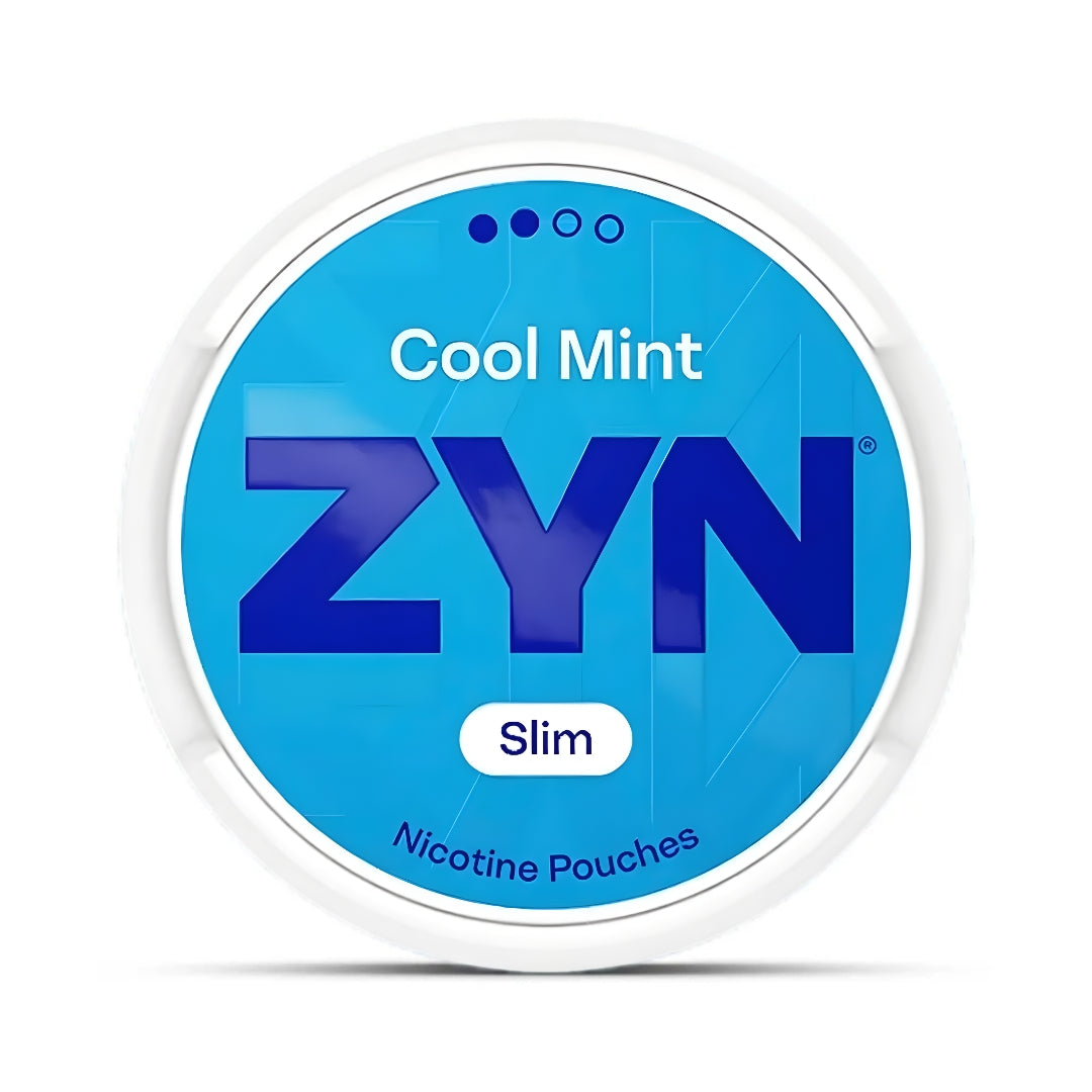 ZYN Cool Mint nicotine pouches container on a white background