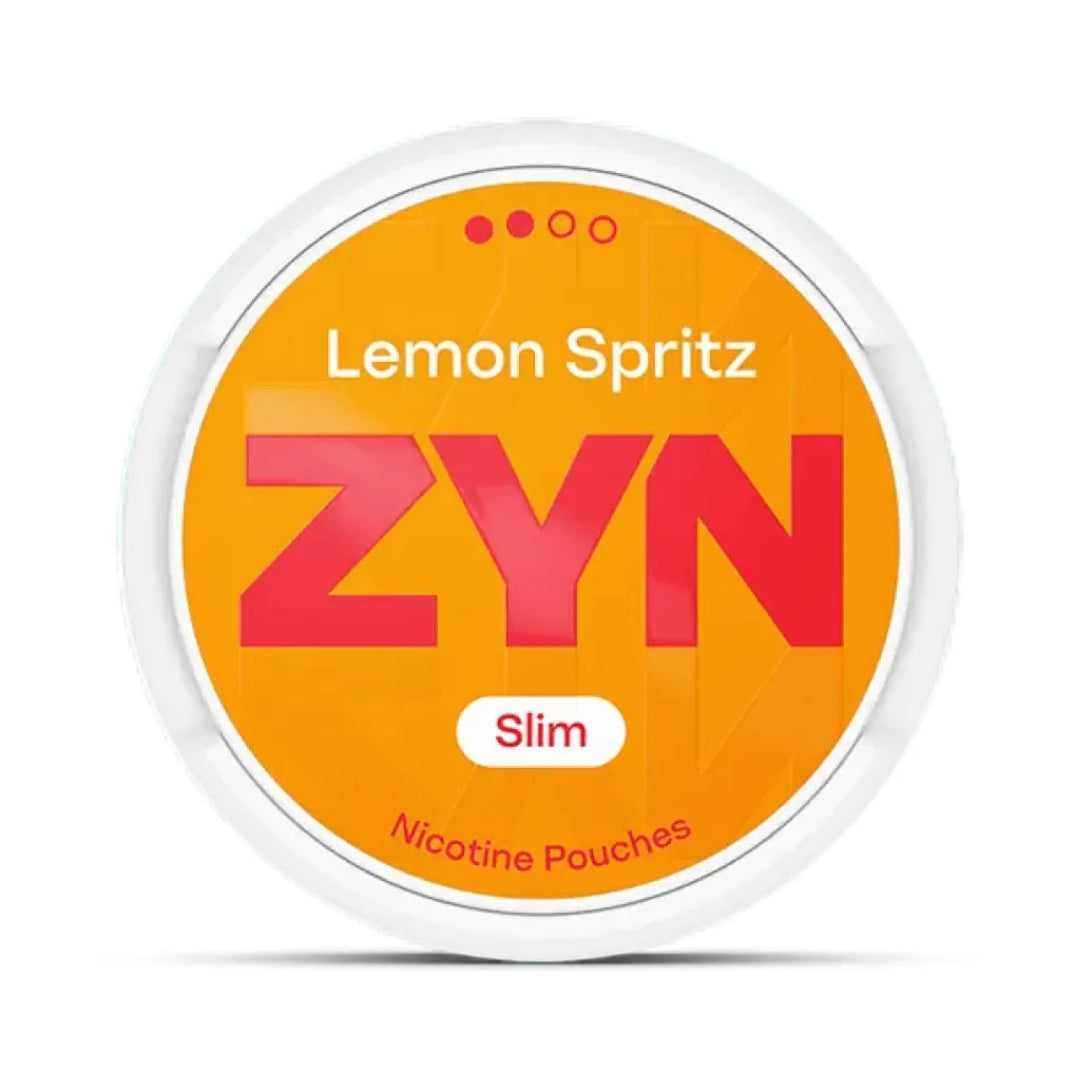 ZYN Lemon Spritz nicotine pouches packaging on a white background